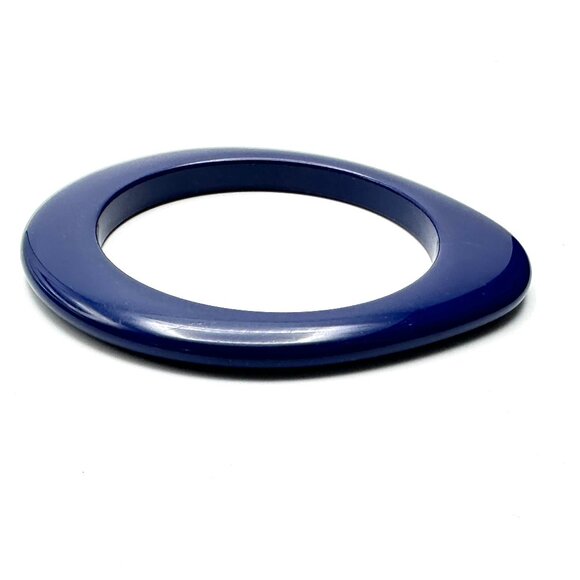 1970s Vintage Blue Oblong & Yellow Lucite Bangle Duo— Sized 7 3/4 & X 8— EUC - Picture 13 of 15